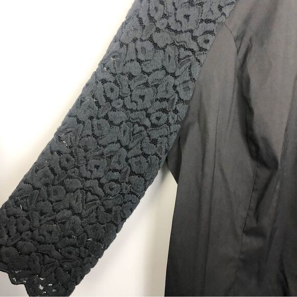 LAFAYETTE 148 | Lace Sleeve Button Front Black Top Women’s Size 18 - Picture 4 of 8